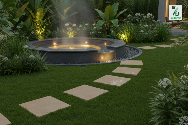  Ground-Stake Stepping Stones for Stable Jacuzzi Outdoor