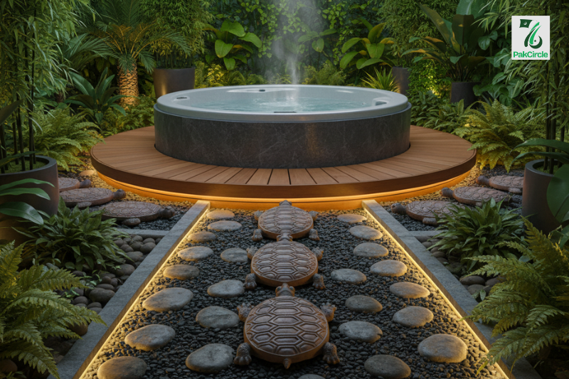 Turtle Cast-Iron Stepping Stones for Jacuzzi Outdoor