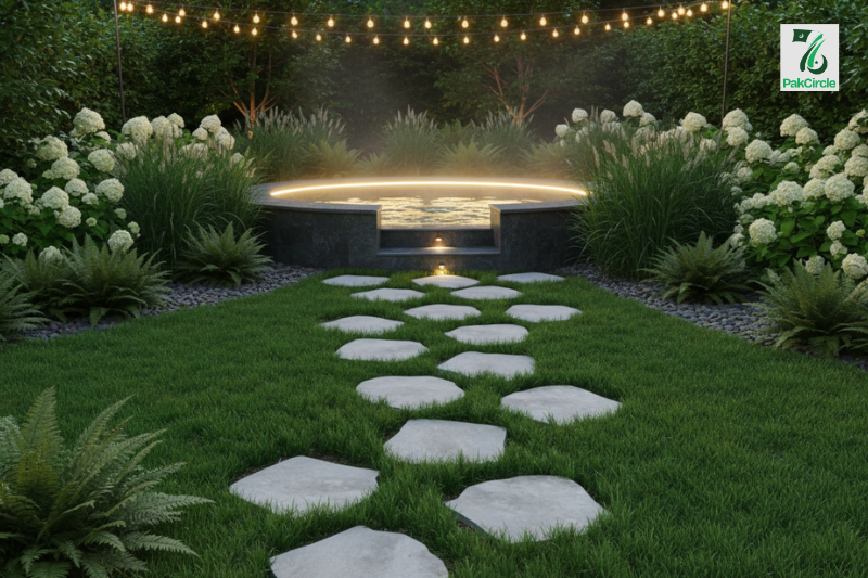 Barge Stepping Stones for Functional Jacuzzi Outdoor Walkways